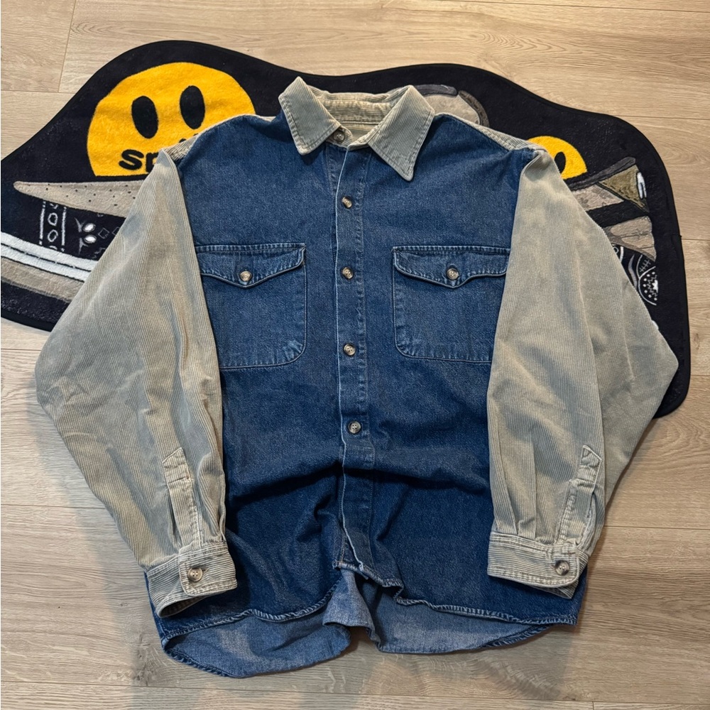 UNIONBAY Denim and Khaki Cotton Shirt